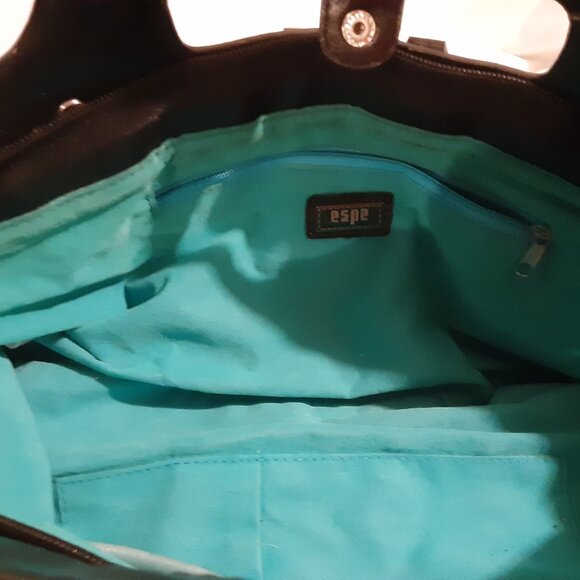 Espe Weaved Oversized Clutch Vegan Leather with Handle Doctor Bag Style Black - Picture 8 of 9